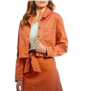 GIANNI BINI Womens Rust Cropped Cotton Jacket Size Small